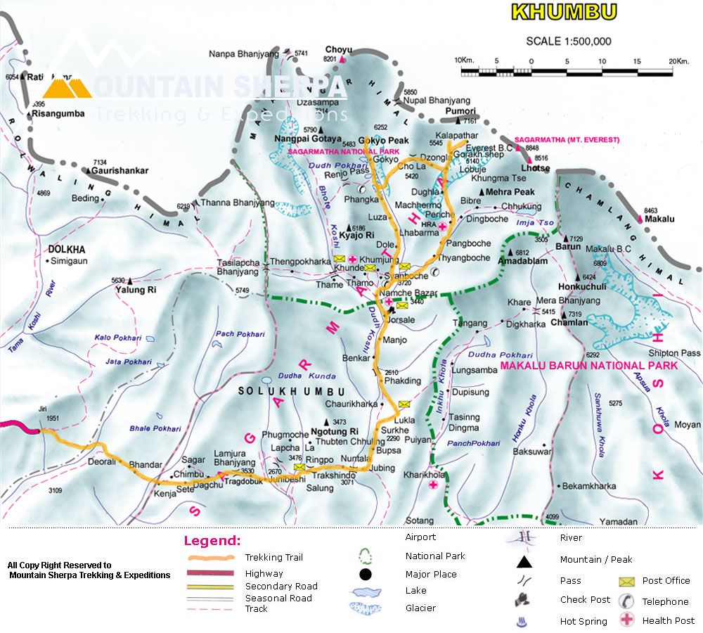 everest trekking map & complete guide